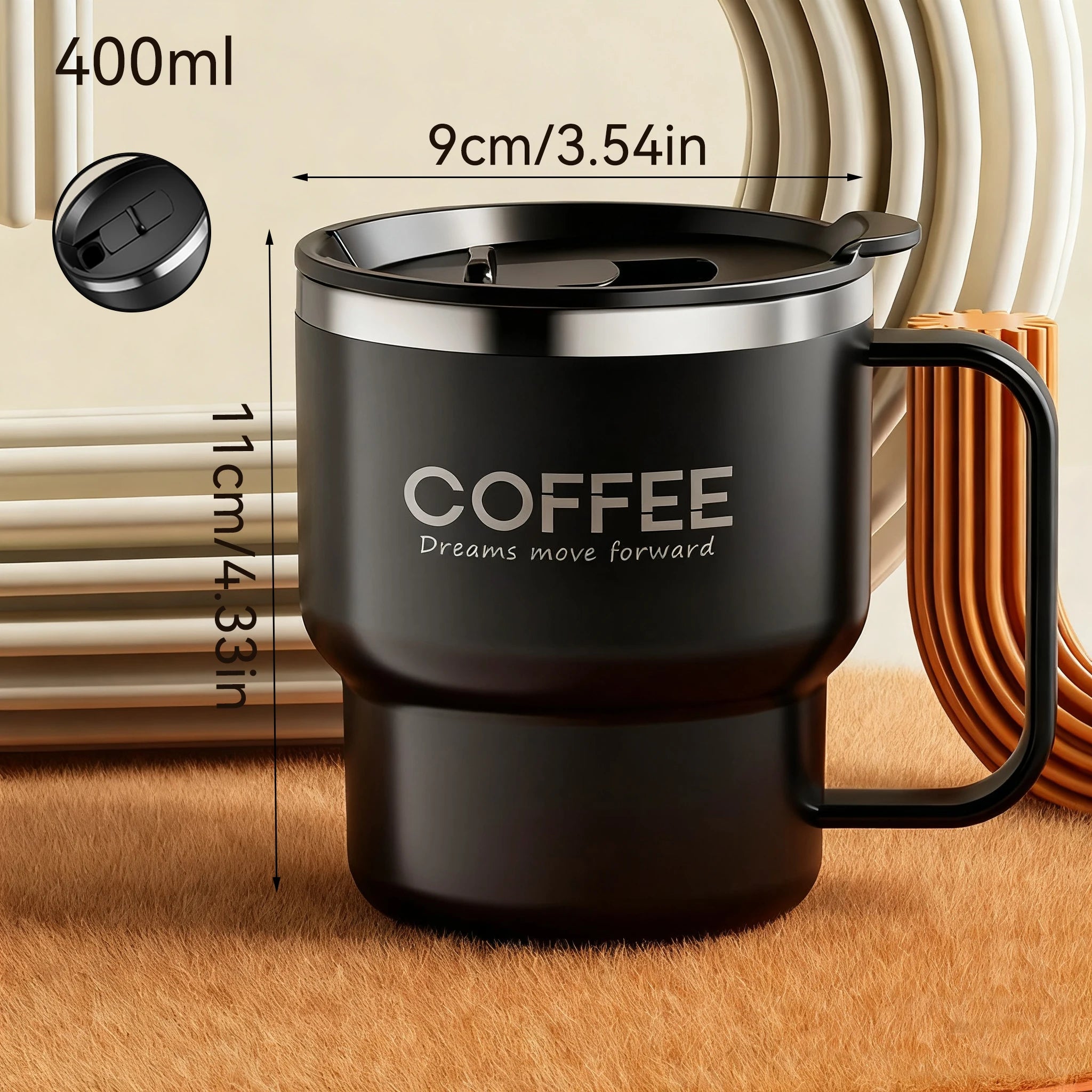 400ml Double Wall Stainless Steel Coffee Mug with Lid & Free Sticker – Hot & Cold