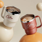 400ml Double Wall Stainless Steel Coffee Mug with Lid & Free Sticker – Hot & Cold