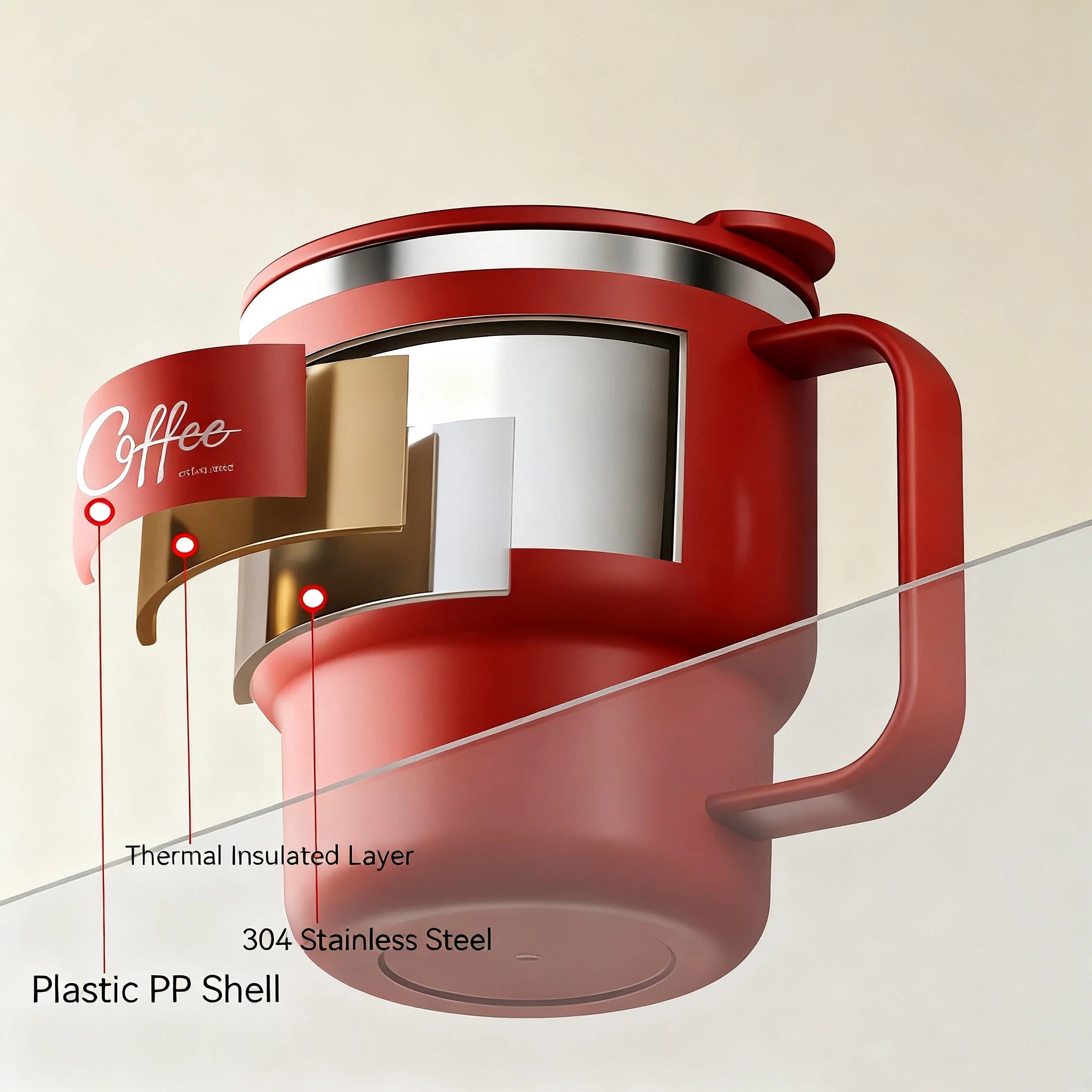 400ml Double Wall Stainless Steel Coffee Mug with Lid & Free Sticker – Hot & Cold