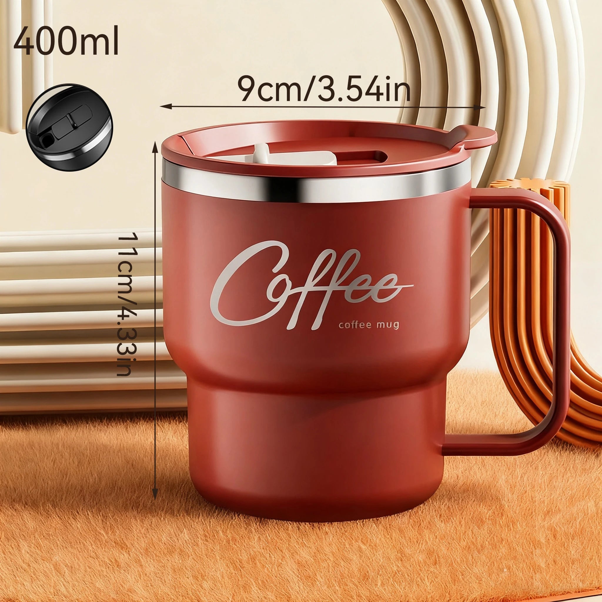 400ml Double Wall Stainless Steel Coffee Mug with Lid & Free Sticker – Hot & Cold