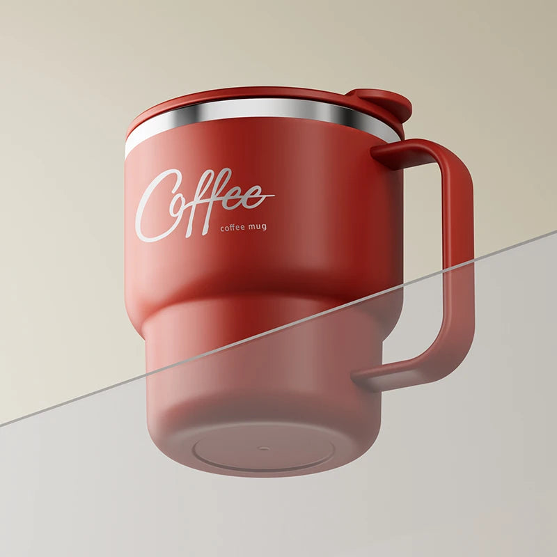 400ml Double Wall Stainless Steel Coffee Mug with Lid & Free Sticker – Hot & Cold