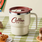 400ml Double Wall Stainless Steel Coffee Mug with Lid & Free Sticker – Hot & Cold