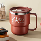 400ml Double Wall Stainless Steel Coffee Mug with Lid & Free Sticker – Hot & Cold