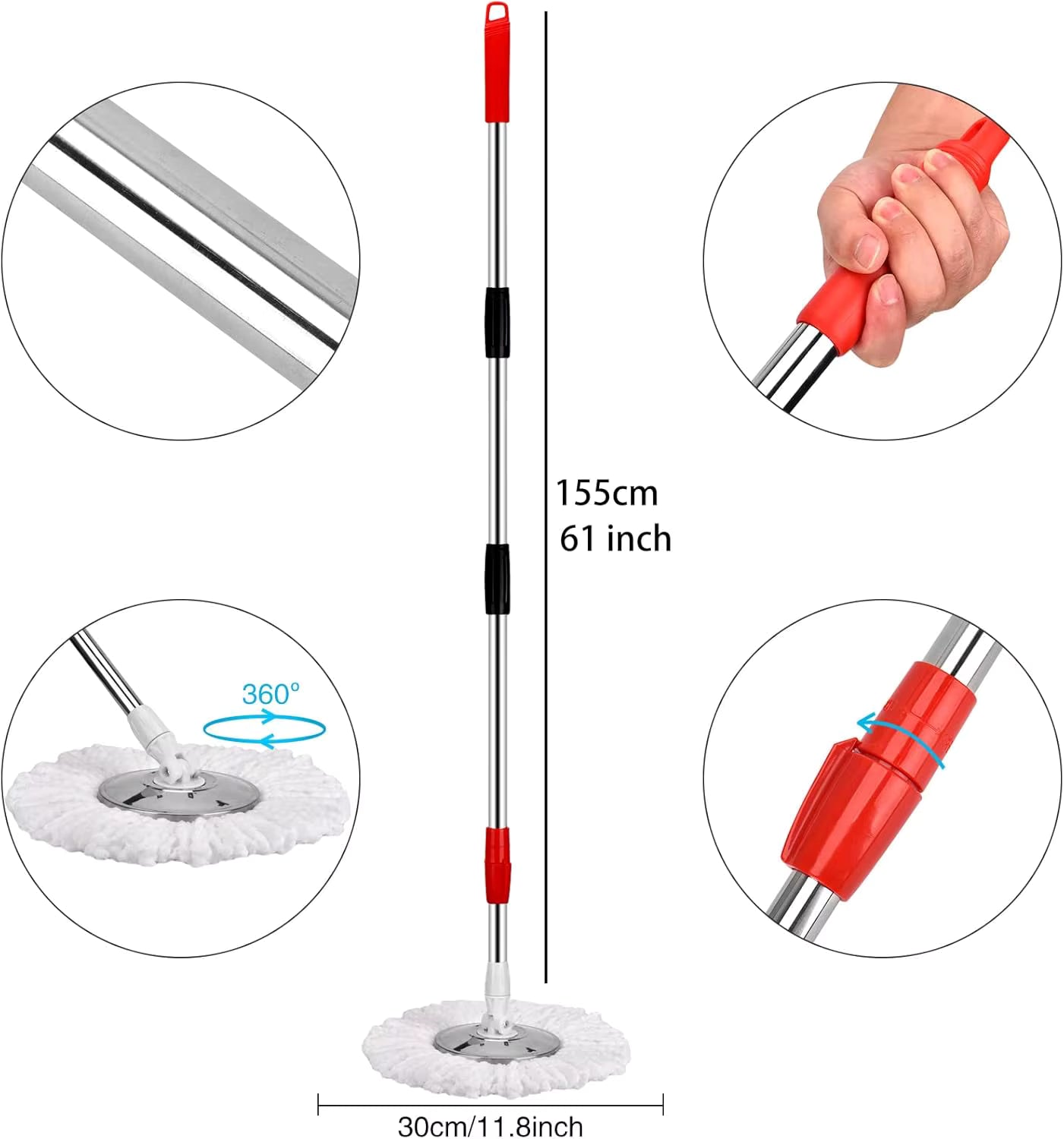 360° Spin Mop with Bucket – 3-Piece Microfiber Cleaning Set with Wringer