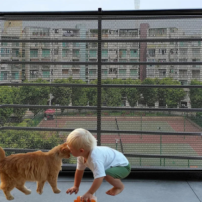 Folding Mesh Pet Dog Barrier Fence – 4Pcs Hook Playpen Gate for Pet Safety