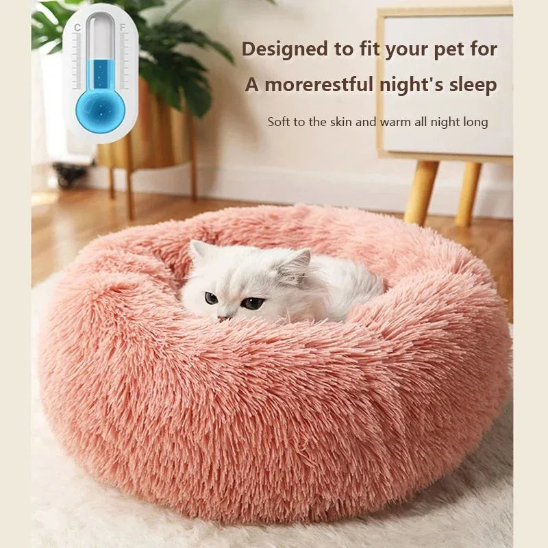 40-70cm Plush Pet Bed for Dogs & Cats – Super Soft, Warm, Washable & Detachable Winter Bed