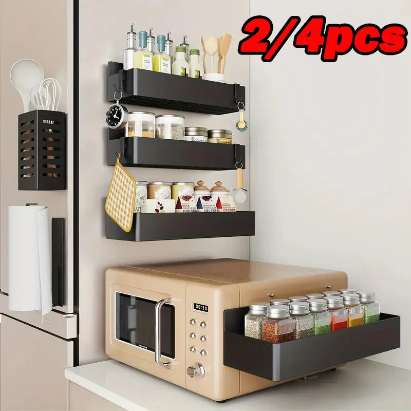 Magnetic Refrigerator Storage Rack | Punch-Free Kitchen Spice & Bathroom Organizer (2/4PCS)