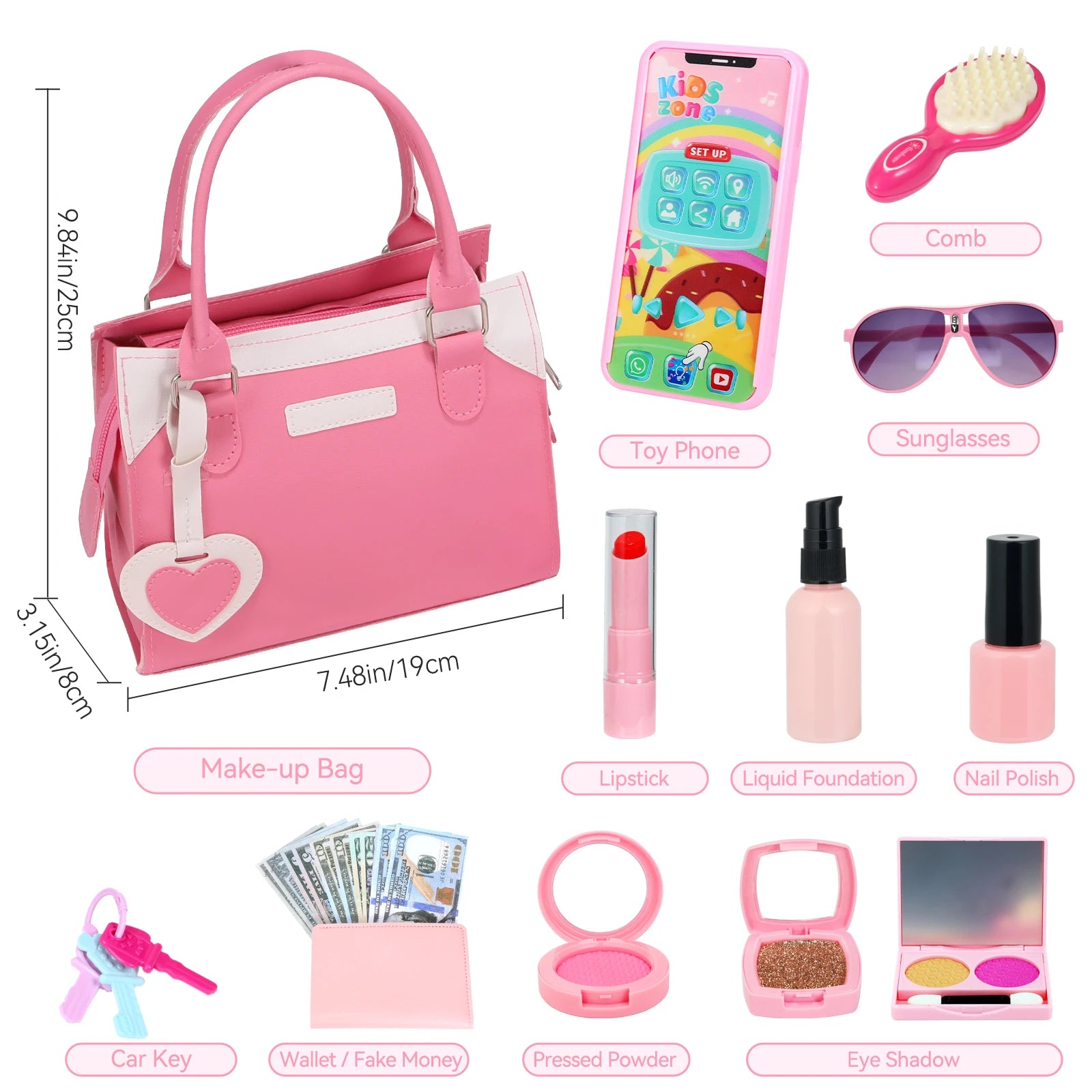 Girls Pretend Play Purse Toy Set – Handbag, Makeup & Accessories for Role Play