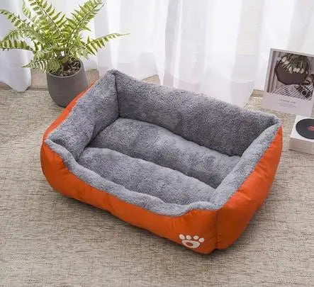 Pet Bed for Dogs & Cats – Warm Cotton Square Nest, Multiple Sizes