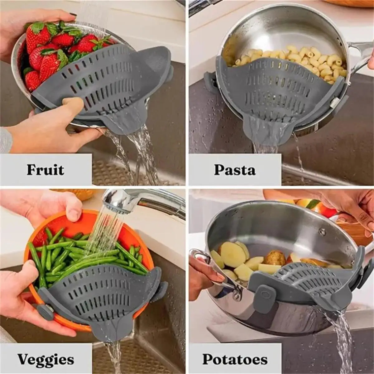 Adjustable Pot Strainer – Clip-On Stainless Steel Strainer for Pots, Pans & Bowls