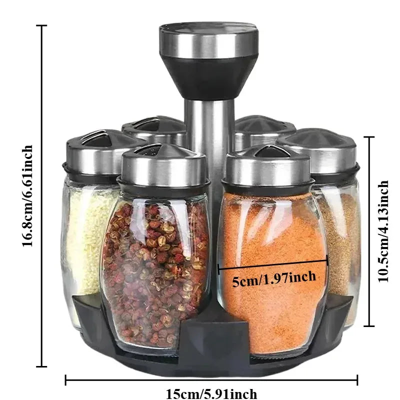 Under-Shelf Spice Rack Organizer with 6 Jars | Self-Adhesive Pull-Out Kitchen Seasoning Storage