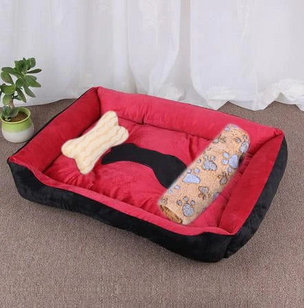 Pet Bed for Dogs & Cats – Warm Cotton Square Nest, Multiple Sizes