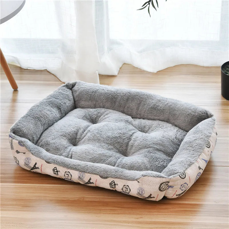 Pet Bed for Dogs & Cats – Warm Cotton Square Nest, Multiple Sizes