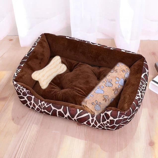 Pet Bed for Dogs & Cats – Warm Cotton Square Nest, Multiple Sizes