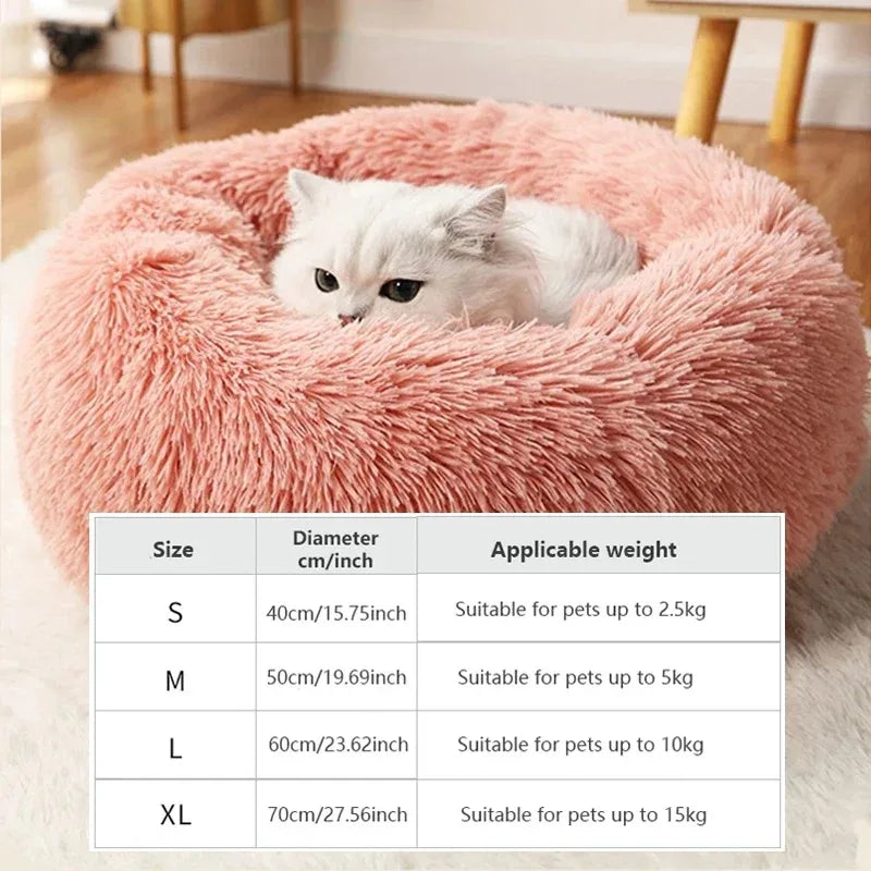 40-70cm Plush Pet Bed for Dogs & Cats – Super Soft, Warm, Washable & Detachable Winter Bed