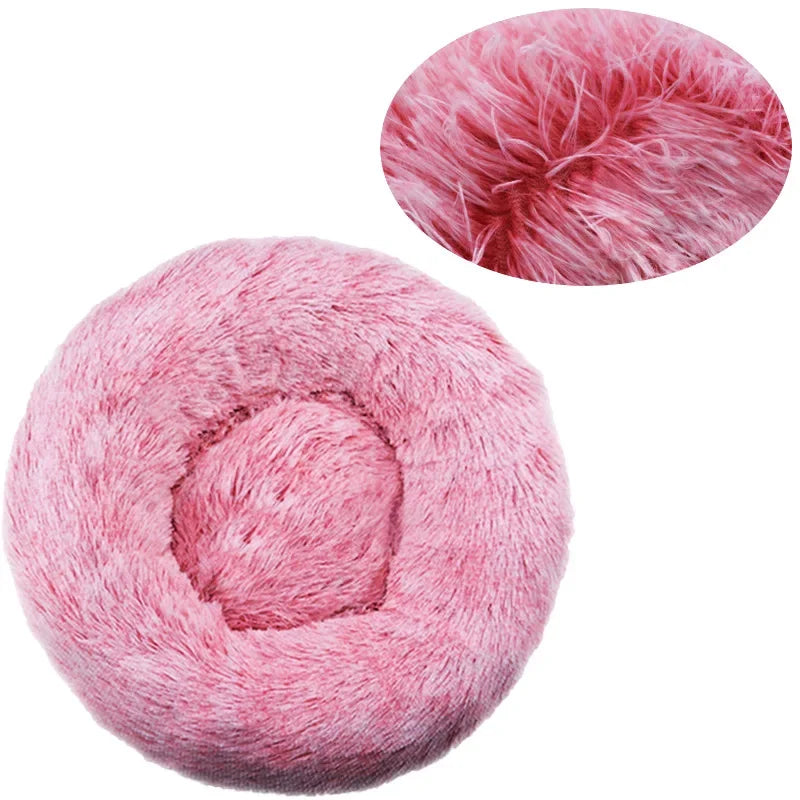 Super Soft Plush Pet Bed – Round Dog & Cat Bed (40–90cm, Warm & Calming)