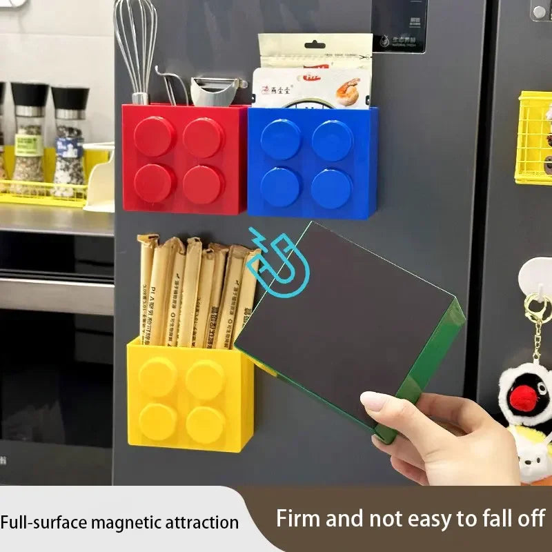 Magnetic Refrigerator Side Storage Rack | Wall-Mounted Wrap, Straw & Utensil Organizer
