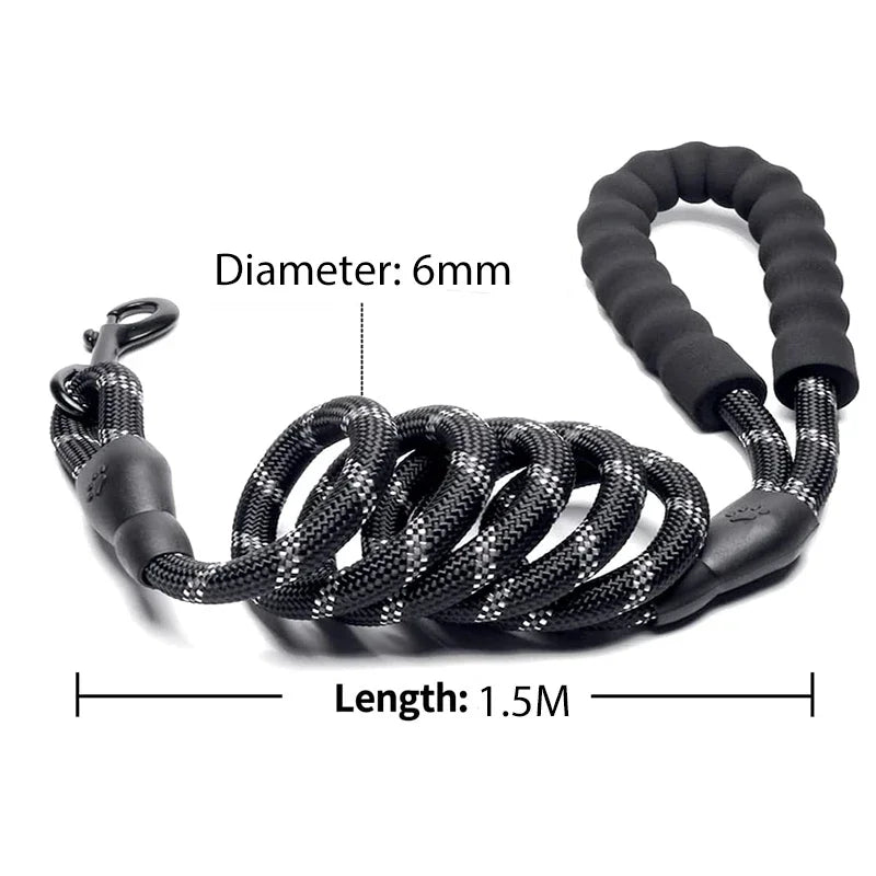 Reflective Dog Leash – Strong Nylon Pet Leash for Small, Medium & Large Dogs