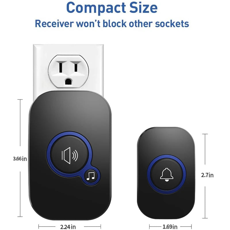 Plug-in Wireless Doorbell – 1000ft Range, 32 Ringtones, 115dB