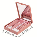 Foldable Travel Makeup Brush Set – Portable Mini Kit with Mirror