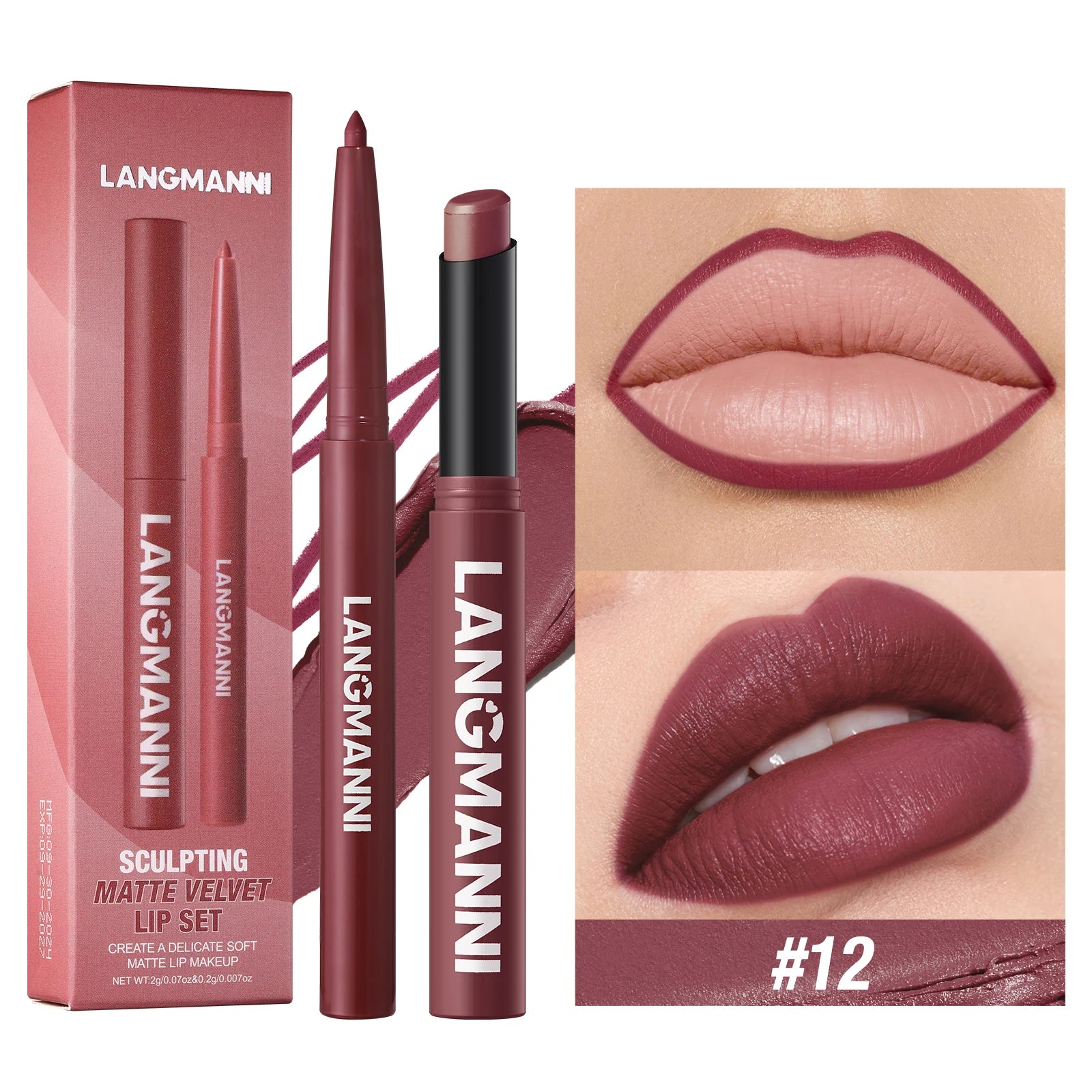 Waterproof Lipliner & Lipstick Set – Long-Lasting, Smudge-Proof Lip Makeup
