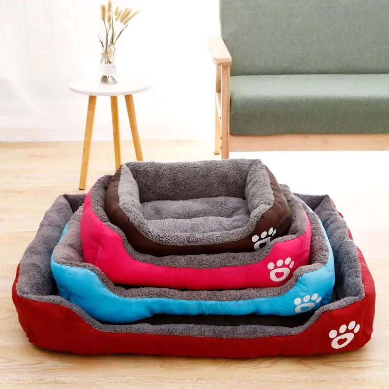 Pet Bed for Dogs & Cats – Warm Cotton Square Nest, Multiple Sizes