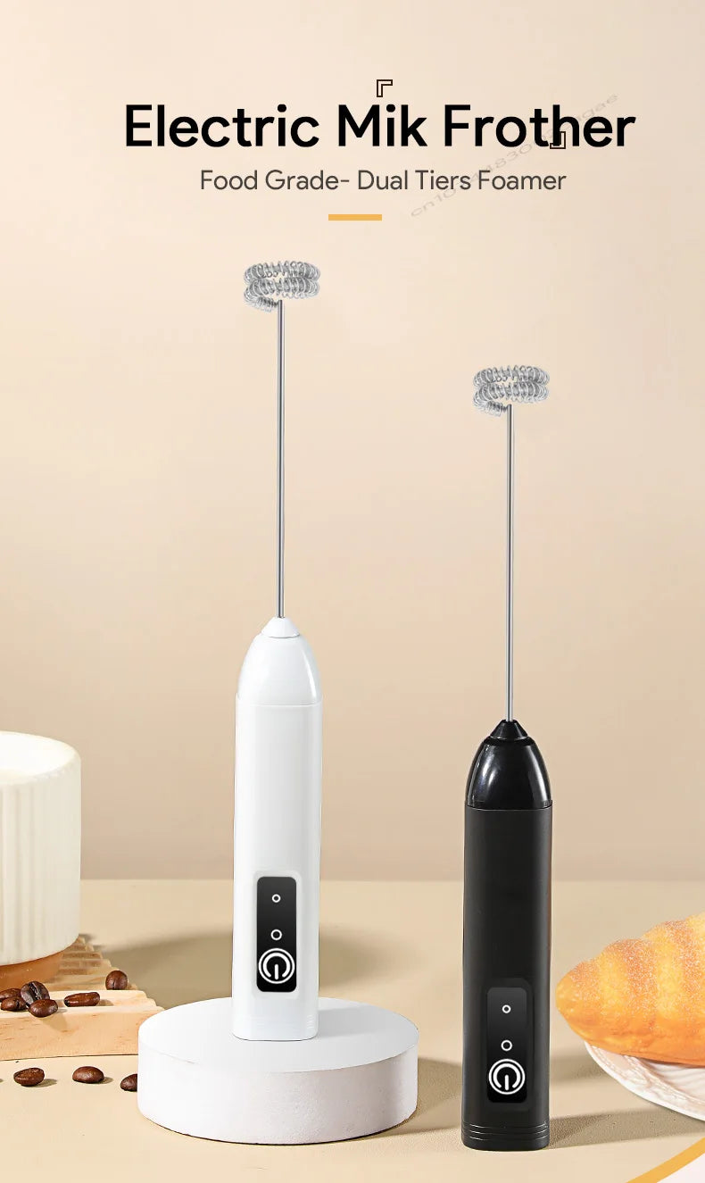 USB Rechargeable Electric Milk Frother & Egg Whisk – 3 Speeds