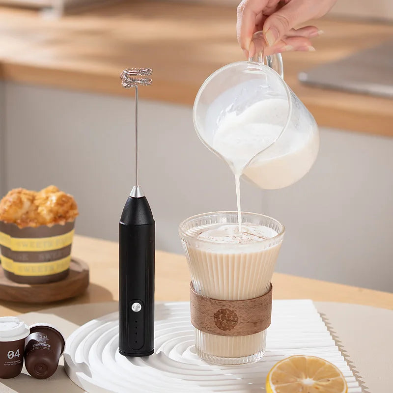 Handheld Electric Milk Frother & Food Mixer – 3-Speed Portable Foam Maker