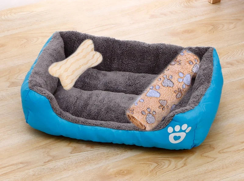 Pet Bed for Dogs & Cats – Warm Cotton Square Nest, Multiple Sizes