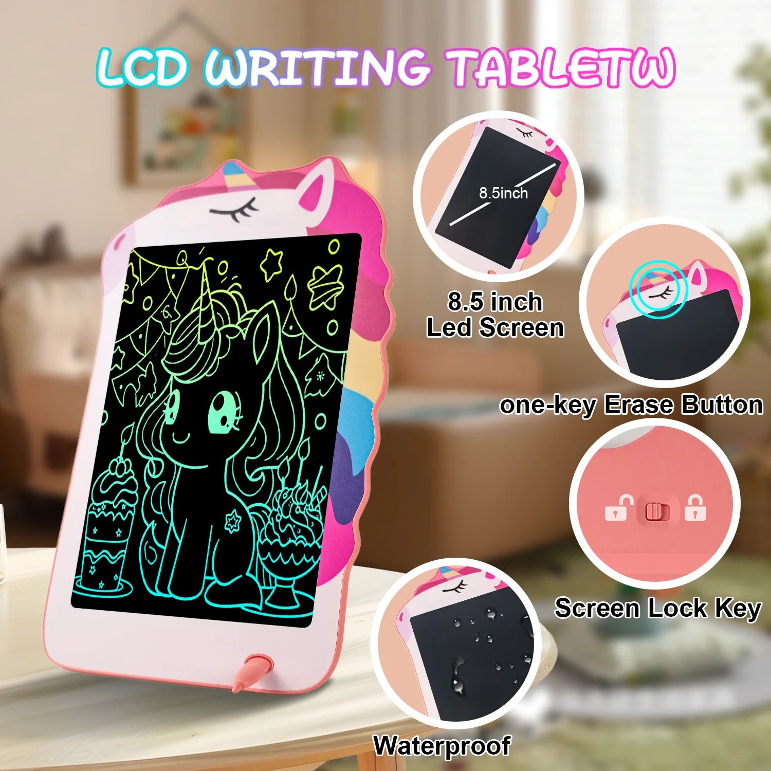 8.5-Inch LCD Writing Tablet for Kids – Colorful Doodle & Drawing Board