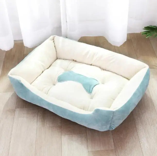 Pet Bed for Dogs & Cats – Warm Cotton Square Nest, Multiple Sizes