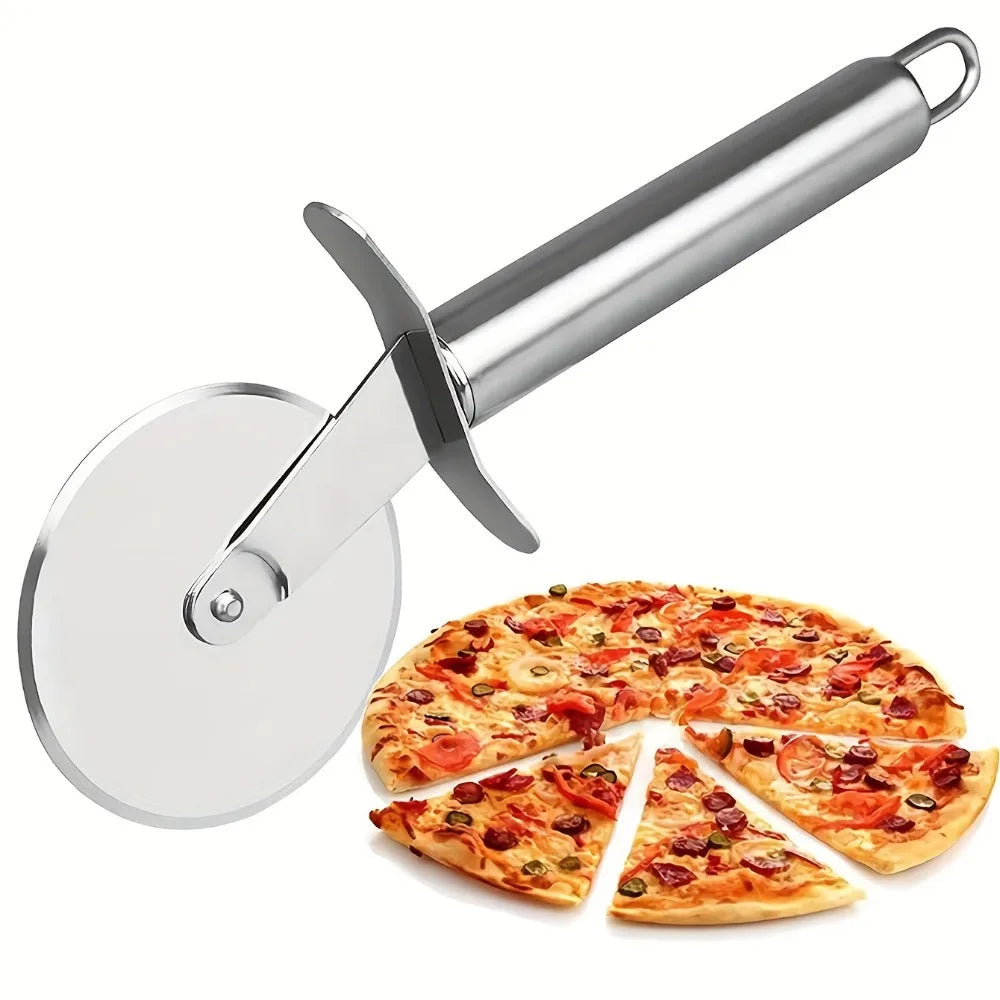 Stainless Steel Pizza Cutter Wheel – Manual Slicer for Pizza, Cake, Mooncake & Waffles
