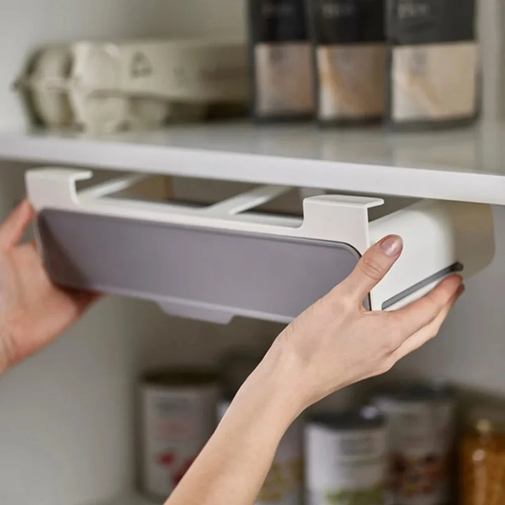 Under-Shelf Spice Rack Organizer with 6 Jars | Self-Adhesive Pull-Out Kitchen Seasoning Storage