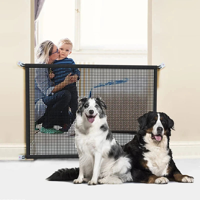 Folding Mesh Pet Dog Barrier Fence – 4Pcs Hook Playpen Gate for Pet Safety