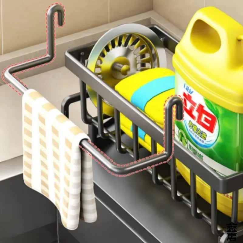 Tap-Mounted Spice Shelf with Drainage Rack | Kitchen Sink Organizer for Utensils & Accessories