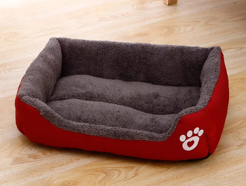 Pet Bed for Dogs & Cats – Warm Cotton Square Nest, Multiple Sizes