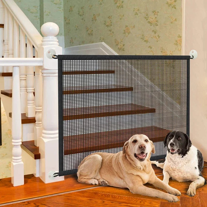 Folding Mesh Pet Dog Barrier Fence – 4Pcs Hook Playpen Gate for Pet Safety