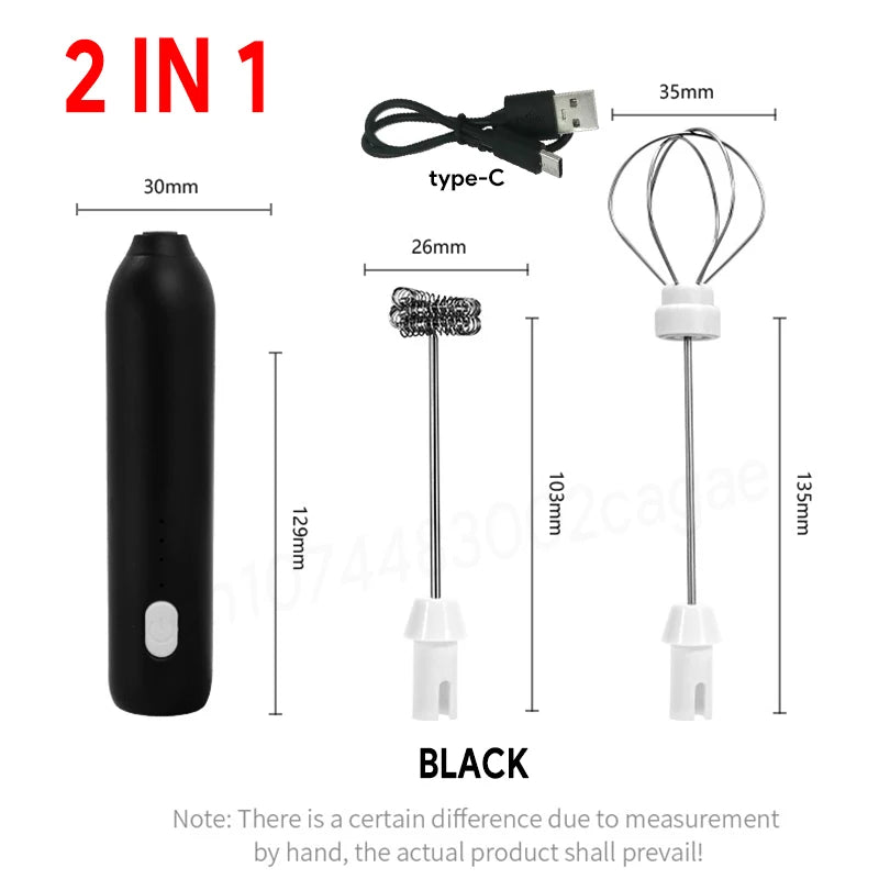 USB Rechargeable Electric Milk Frother & Egg Whisk – 3 Speeds