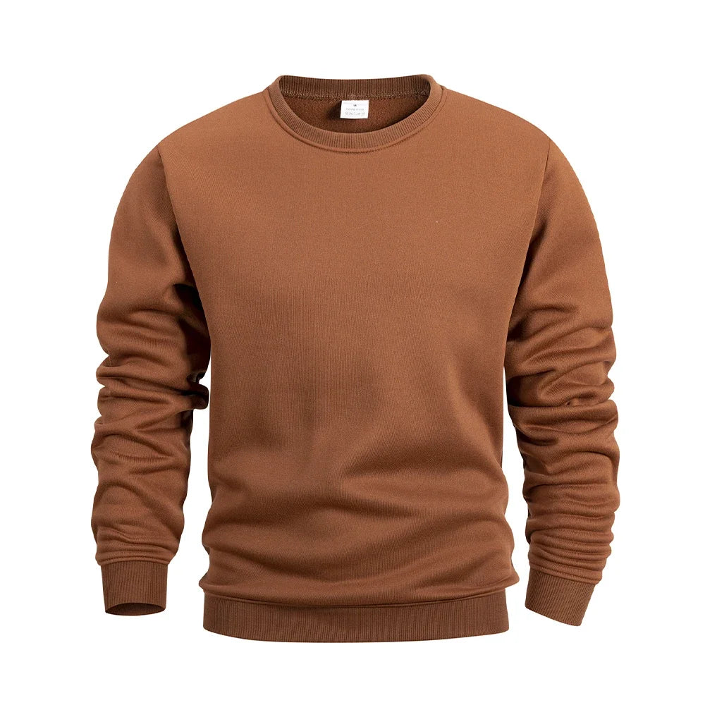 Men’s Crew Neck Hoodie – Casual Solid Color Pullover Sweatshirt