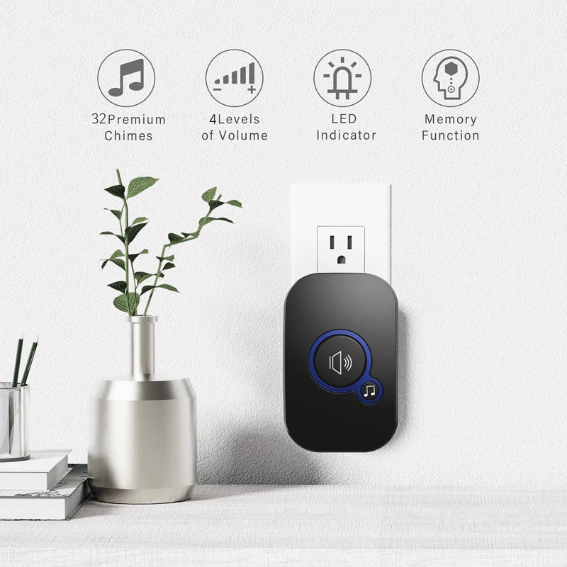 Plug-in Wireless Doorbell – 1000ft Range, 32 Ringtones, 115dB