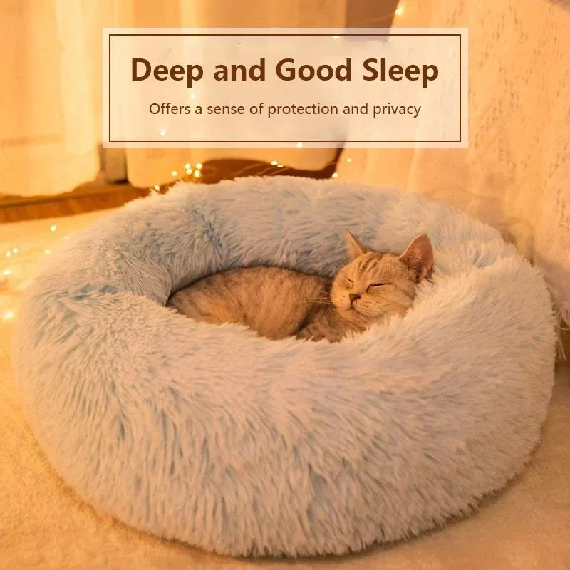 40-70cm Plush Pet Bed for Dogs & Cats – Super Soft, Warm, Washable & Detachable Winter Bed
