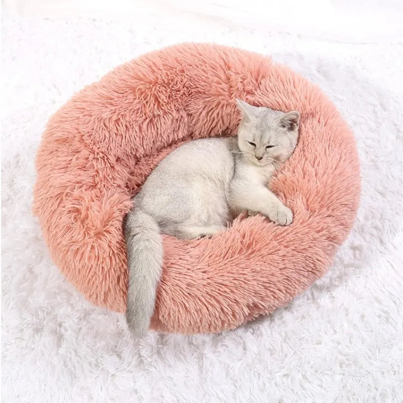 Super Soft Plush Pet Bed – Round Dog & Cat Bed (40–90cm, Warm & Calming)