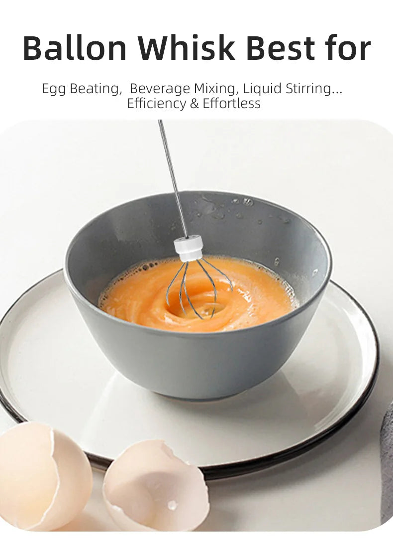 USB Rechargeable Electric Milk Frother & Egg Whisk – 3 Speeds