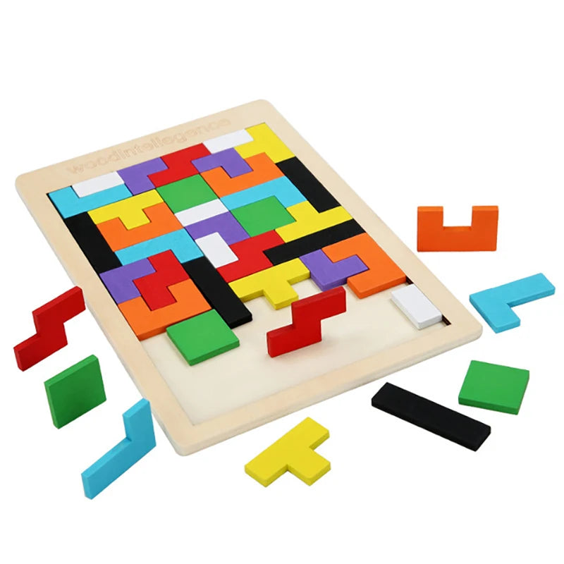 Colorful Wooden Tangram Puzzle – Montessori Educational Toy for Kids