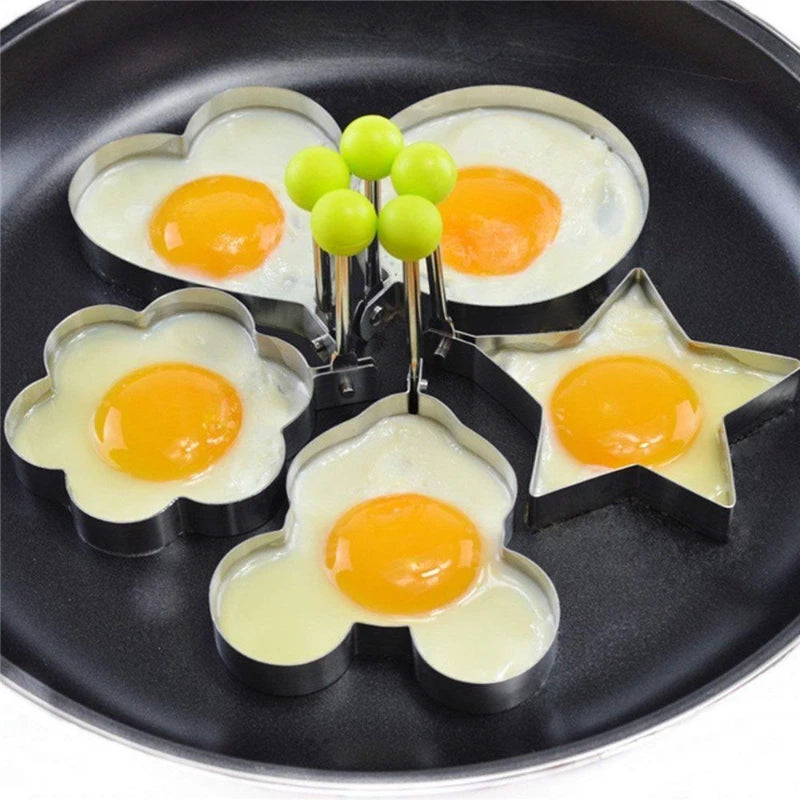 Stainless Steel Egg Mold Ring – Heart, Star, Mickey Mouse, & Flower Shaped Egg Molds for Pancakes & Eggs