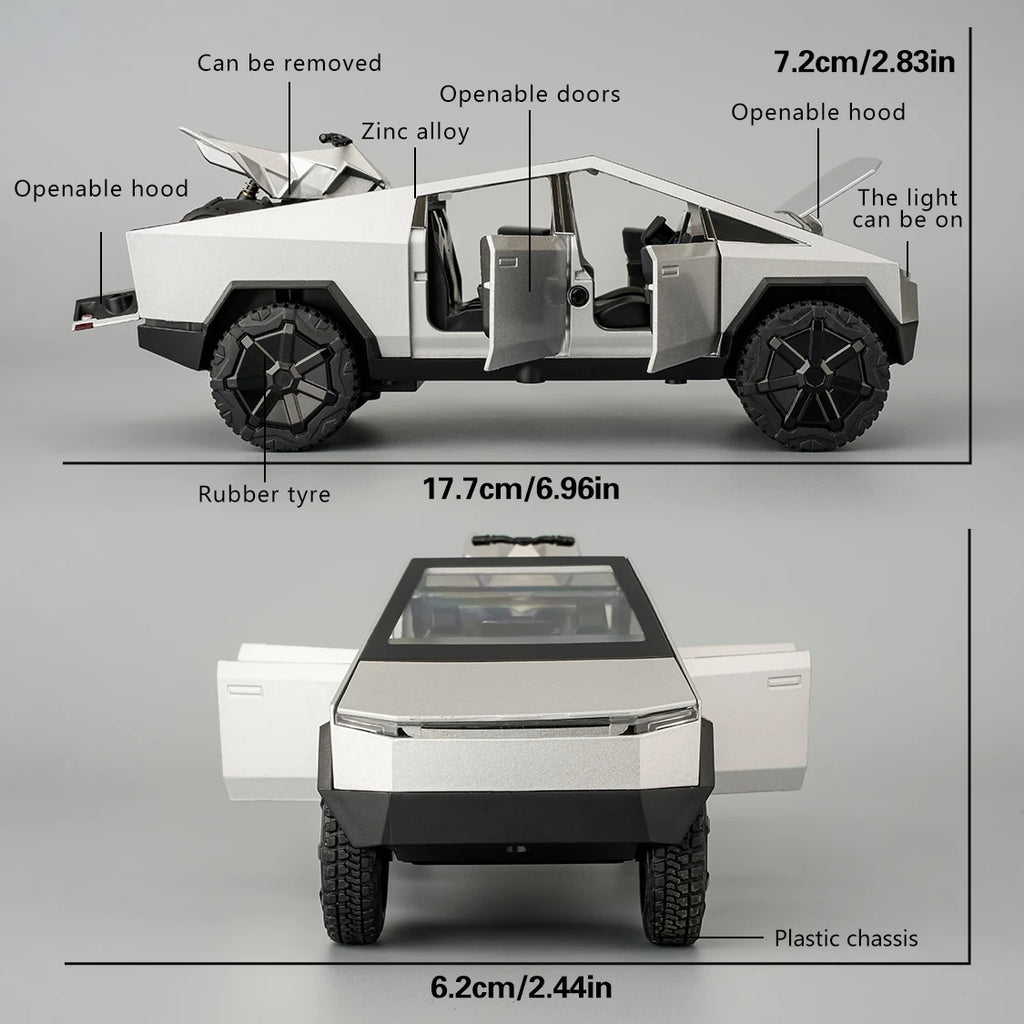 Cyber Truck Alloy Car Model – 1:32 Pull-Back SUV Toy with Lights & Sound