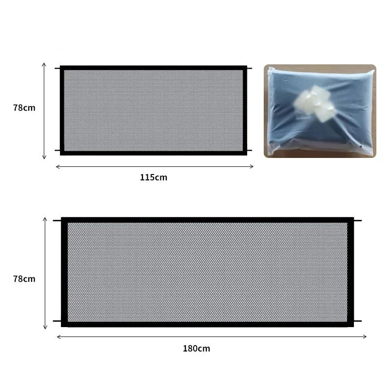 Folding Mesh Pet Dog Barrier Fence – 4Pcs Hook Playpen Gate for Pet Safety