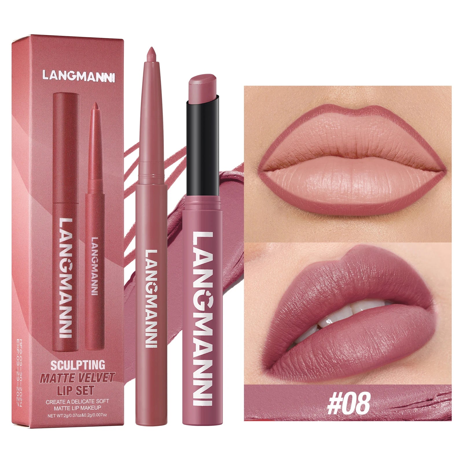 Waterproof Lipliner & Lipstick Set – Long-Lasting, Smudge-Proof Lip Makeup
