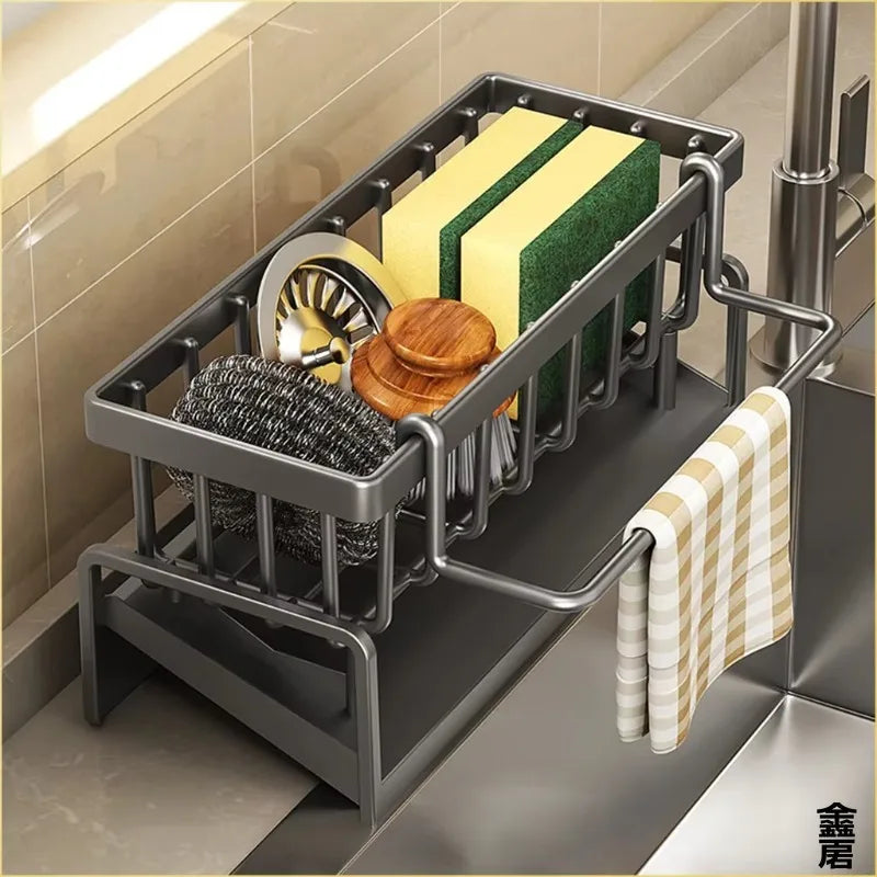 Tap-Mounted Spice Shelf with Drainage Rack | Kitchen Sink Organizer for Utensils & Accessories