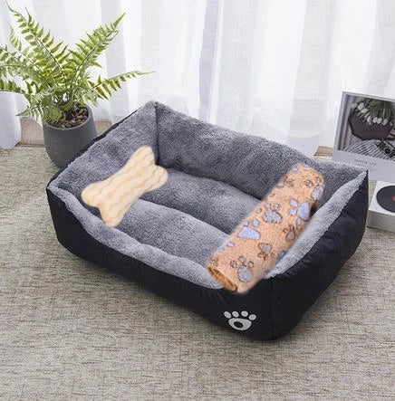 Pet Bed for Dogs & Cats – Warm Cotton Square Nest, Multiple Sizes
